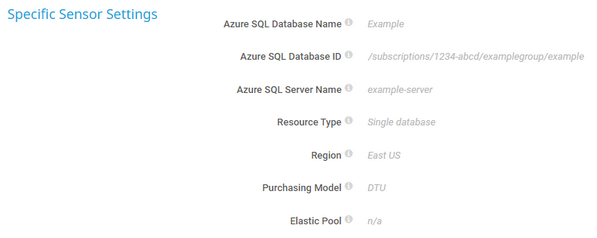Specific Sensor Settings